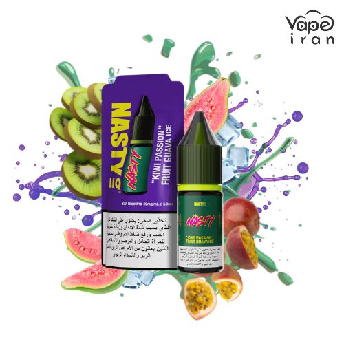 سالت کیوی، پشن فروت و گواوا نستی Nasty LIQ Kiwi Passion Fruit Guava Ice 10ml
